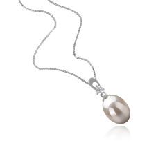 Colgante de perlas Perla de Agua Dulce de calidad AAA de 9 a 10mm en color Blanco