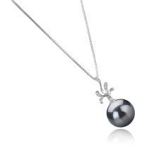 Colgante de perlas Perla Tahití de calidad AAA de 12 a 13mm en color Negro