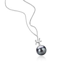 Colgante de perlas Perla Tahití de calidad AAA de 12 a 13mm en color Negro