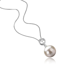 Colgante de perlas Perla de Agua Dulce de calidad AAAA de 10 a 11mm en color Blanco