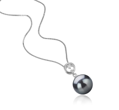 Colgante de perlas Perla Tahití de calidad AAA de 10 a 11mm en color Negro