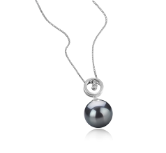 Colgante de perlas Perla Tahití de calidad AAA de 11 a 12mm en color Negro