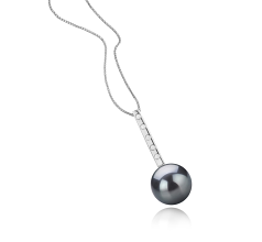 Colgante de perlas Perla Tahití de calidad AAA de 11 a 12mm en color Negro