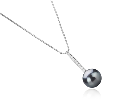 Colgante de perlas Perla Tahití de calidad AAA de 11 a 12mm en color Negro