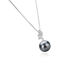 Colgante de perlas Perla Tahití de calidad AAA de 11 a 12mm en color Negro