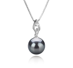 Colgante de perlas Perla Tahití de calidad AAA de 11 a 12mm en color Negro