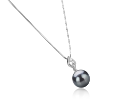 Colgante de perlas Perla Tahití de calidad AAA de 11 a 12mm en color Negro