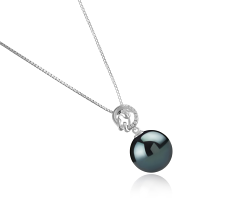Colgante de perlas Perla Tahití de calidad AAA de 11 a 12mm en color Negro