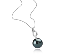 Colgante de perlas Perla Tahití de calidad AAA de 11 a 12mm en color Negro