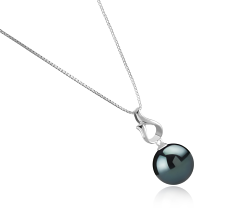 Colgante de perlas Perla Tahití de calidad AAA de 11 a 12mm en color Negro