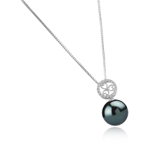 Colgante de perlas Perla Tahití de calidad AA de 12 a 13mm en color Negro