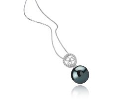 Colgante de perlas Perla Tahití de calidad AA de 12 a 13mm en color Negro