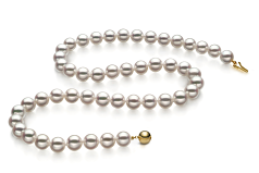 Collar de perlas Perla Akoya Japonesa de calidad Hanadama - AAAA de 7 a 7.5mm en color Blanco