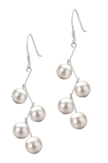 Par de pendientes de perlas Perla de Agua Dulce de calidad AA de 6 a 7mm en color Blanco