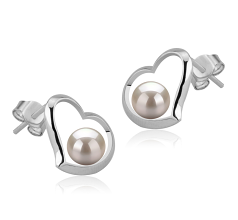 Par de pendientes de perlas Perla de Agua Dulce de calidad AAAA de 5 a 6mm en color Blanco