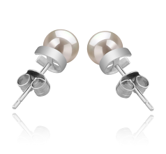 Par de pendientes de perlas Perla de Agua Dulce de calidad AAAA de 5 a 6mm en color Blanco