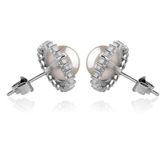 Par de pendientes de perlas Perla de Agua Dulce de calidad AAAA de 7 a 8mm en color Blanco