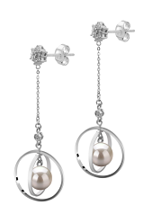 Par de pendientes de perlas Perla Akoya Japonesa de calidad AA de 6 a 7mm en color Blanco