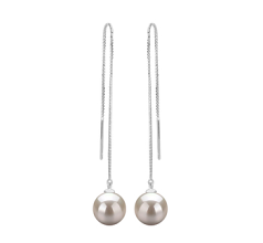 Par de pendientes de perlas Perla de Agua Dulce de calidad AAAA de 8 a 9mm en color Blanco
