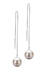 Par de pendientes de perlas Perla de Agua Dulce de calidad AAAA de 8 a 9mm en color Blanco