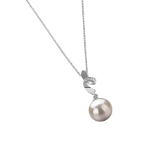 Colgante de perlas Perla de Agua Dulce de calidad AAAA de 9 a 10mm en color Blanco