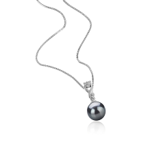 Colgante de perlas Perla de Agua Dulce de calidad AAAA de 8 a 9mm en color Negro