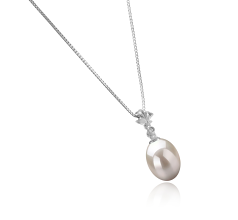 Colgante de perlas Perla de Agua Dulce de calidad AAA de 9 a 10mm en color Blanco