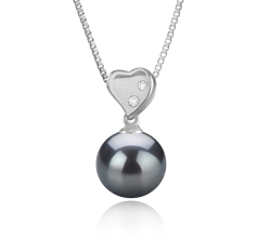 Colgante de perlas Perla Tahití de calidad AAA de 9 a 10mm en color Negro