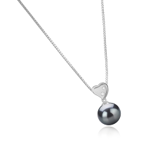 Colgante de perlas Perla Tahití de calidad AAA de 9 a 10mm en color Negro