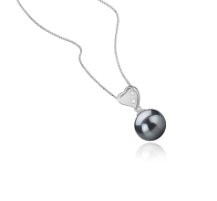 Colgante de perlas Perla Tahití de calidad AAA de 9 a 10mm en color Negro
