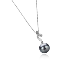 Colgante de perlas Perla Tahití de calidad AAA de 9 a 10mm en color Negro