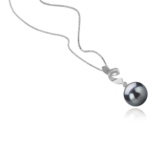 Colgante de perlas Perla Tahití de calidad AAA de 9 a 10mm en color Negro