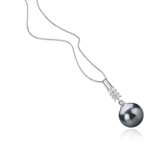 Colgante de perlas Perla Tahití de calidad AAA de 9 a 10mm en color Negro