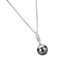 Colgante de perlas Perla Tahití de calidad AAA de 9 a 10mm en color Negro