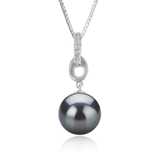 Colgante de perlas Perla Tahití de calidad AAA de 9 a 10mm en color Negro