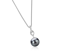 Colgante de perlas Perla Tahití de calidad AAA de 9 a 10mm en color Negro