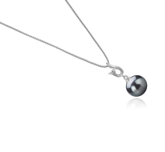 Colgante de perlas Perla Tahití de calidad AAA de 9 a 10mm en color Negro