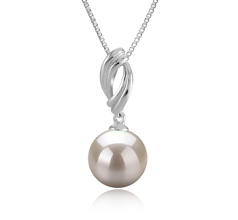 Colgante de perlas Perla de Agua Dulce de calidad AAAA de 9 a 10mm en color Blanco