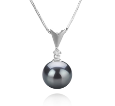 Colgante de perlas Perla Tahití de calidad AAA de 9 a 10mm en color Negro