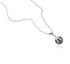 Colgante de perlas Perla Tahití de calidad AAA de 9 a 10mm en color Negro