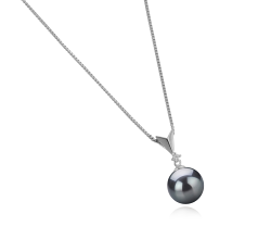 Colgante de perlas Perla Tahití de calidad AAA de 9 a 10mm en color Negro