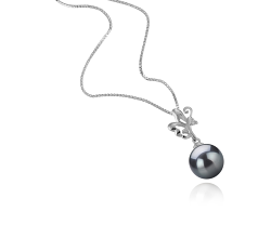 Colgante de perlas Perla Tahití de calidad AAA de 9 a 10mm en color Negro
