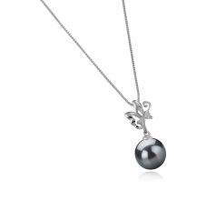 Colgante de perlas Perla Tahití de calidad AAA de 9 a 10mm en color Negro