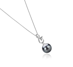 Colgante de perlas Perla Tahití de calidad AAA de 9 a 10mm en color Negro