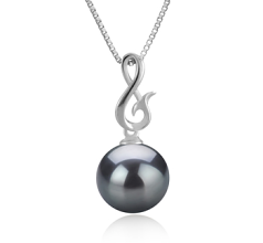 Colgante de perlas Perla Tahití de calidad AAA de 9 a 10mm en color Negro