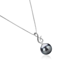 Colgante de perlas Perla Tahití de calidad AAA de 9 a 10mm en color Negro