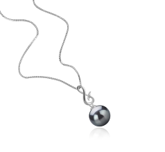 Colgante de perlas Perla Tahití de calidad AAA de 9 a 10mm en color Negro