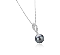 Colgante de perlas Perla Tahití de calidad AAA de 9 a 10mm en color Negro