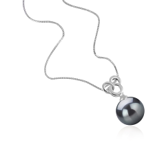 Colgante de perlas Perla Tahití de calidad AAA de 9 a 10mm en color Negro