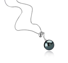 Colgante de perlas Perla Tahití de calidad AAA de 11 a 12mm en color Negro